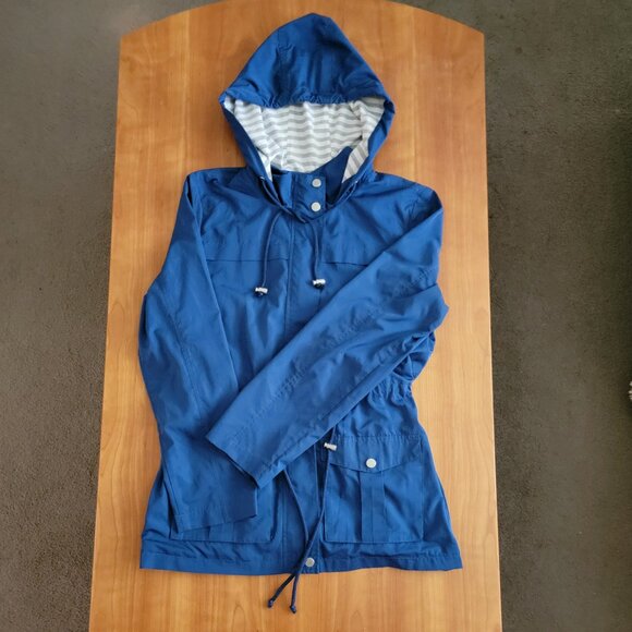 Market & Spruce Lightweight Blue Hooded Rain Jacket - S - Picture 3 of 9